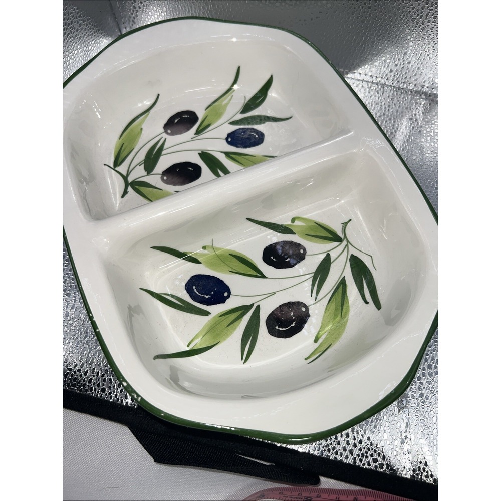 Vintage Handmade PIZZATO Italy Divided Serving‎ Dish Olives 11.25 x 8.75 Read